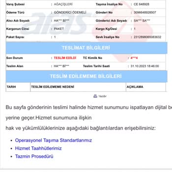 Aras Kargo Kendi T. C. İle Kargoyu Teslim Etmeden Onaylayan Kurye