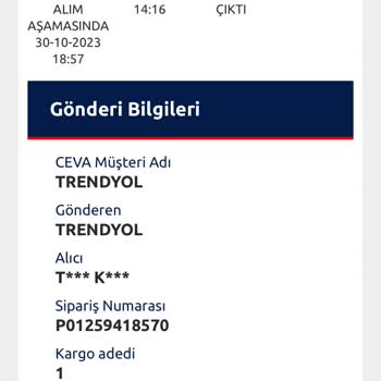 Trendyol'dan Aldığım Paket Ceva Tarafından İstenilen Tarihte Gelmemesi