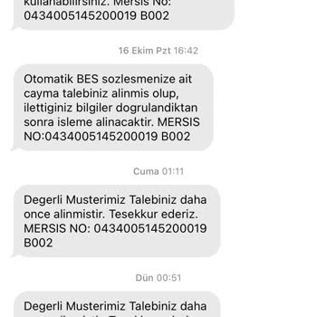 Türkiye Hayat Emeklilik BES İptali Hk