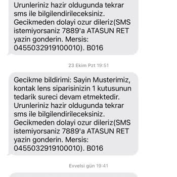 Atasun Optik 3 Aydır Lens Bekliyorum