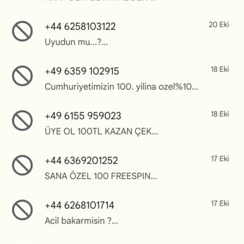 Vodafone +44 Ve +49 Numaralarından Gelen Mesajlar