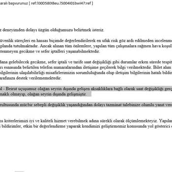 Pegasus Airlines Tazminat Talebimin Reddedilmesi.