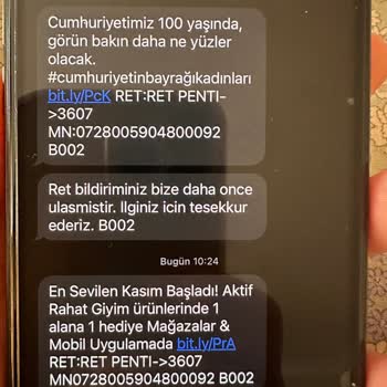 Penti Defalarca Ret Mesaj Göndermeme Rağmen Israrla Mesaj Gönderiyor!