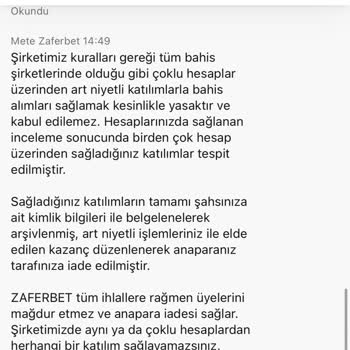 Zaferbet Bir Bahis Sitesinin Kazançları Silme İddiası