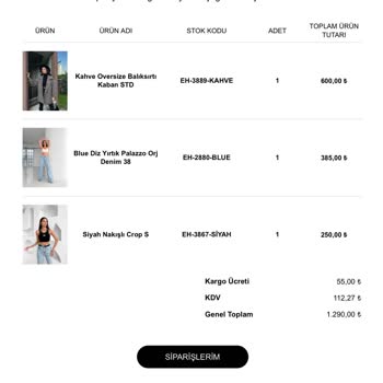 Esra Helvacı Ürün Elime Ulaşmadı Ve Haber Vermeden İade Etmeye Karar Verdiler.