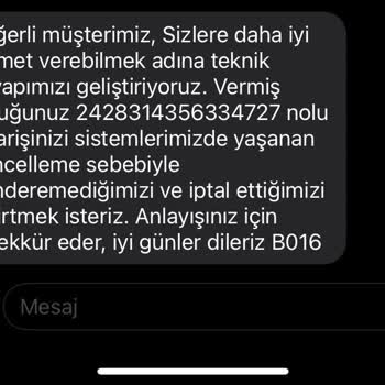 English Home Sebepsiz Ürün İptali