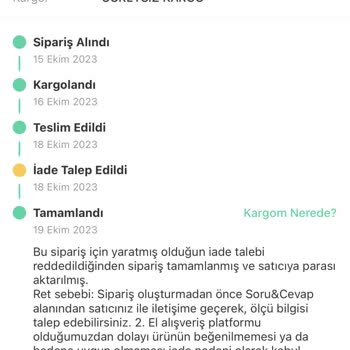 Dolap Sıfır Ürünün İade Edilememesi