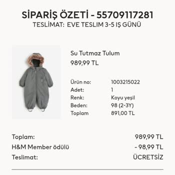 H&M Sebepsiz İade Edildi