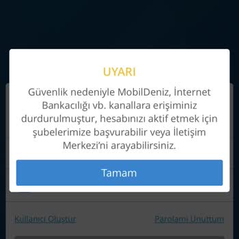 Denizbank İnternet Bankacılığına Bloke Konulması