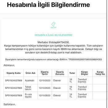 Trendyol Express İ Kargo Şikayeti