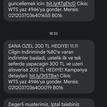 Watsonsın İptal Mesajı