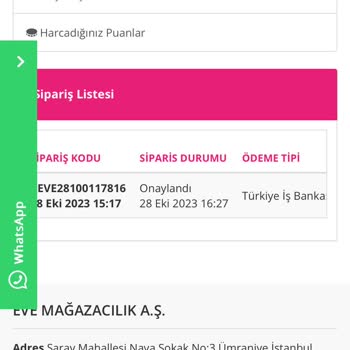 Eve Shop Sipariş