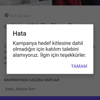 Akbank Kampanyalara Katılımım Kısıtlanmış