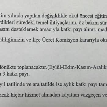 Milli Eğitim Bakanlığı (MEB) Anaokulu Aidat Parası