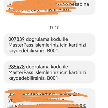 Ziraat Bank Masterpass İşlemleri Mesajı