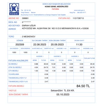 Konya Büyükşehir Belediyesi Yüksek Ve Hatalı Su Faturası