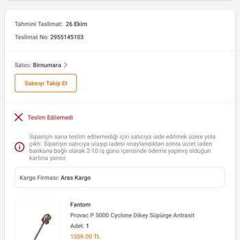Aras Kargo Teslim Edilmeyen Ürün