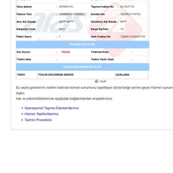 Aras Kargo Teslim Edilmeyen Ürün