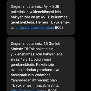 Vodafone 15 Günlük Sınırsız TikTok Paketi Aldım Ücret Kesildi Paket Tanımlanmadı