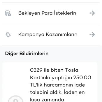 Tosla İade Paramı Vermiyor