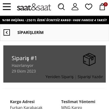 Saat & Saat Sitesinden Sipariş Ettiğim Saatin Daha Kargoya Verilmemesi