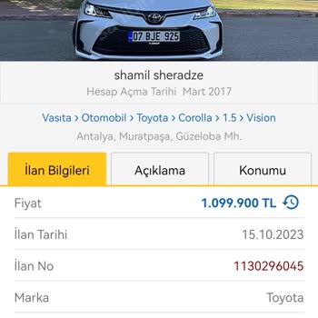 Sahibinden İkinci El Araç Fiyatı