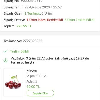 Trendyol Hızlı Market Siparişin Teslim Edilmemesi