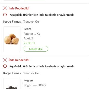 Trendyol Hızlı Market Siparişin Teslim Edilmemesi
