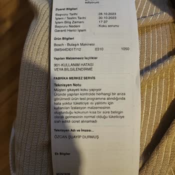 Bosch Bulaşık Makinesi Kötü Koku