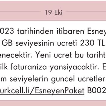 Turkcell Esneyen Paket Tarife Zamları