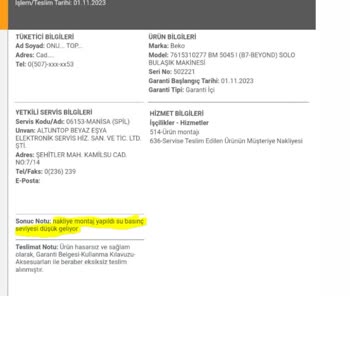 Beko Yetkili Servis Yanlış Yönlendirmesi