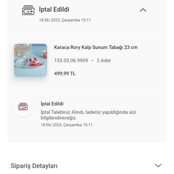 Karaca Züccaciye Karaca Ürün İptali