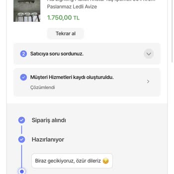 Hepsiburada Ürün Kargoya Verilmedi