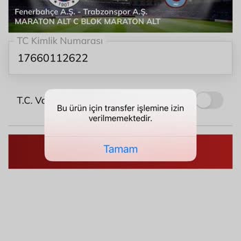 Passolig Bu Ürün İçin Transfer İşlemine İzin Verilmemektedir Uyarısı