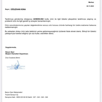 Barçın Spor Ürün Değerlendirilmesinde Adil Davranmama