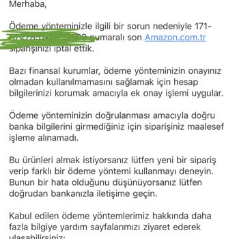 Amazon TR Sipariş İptali