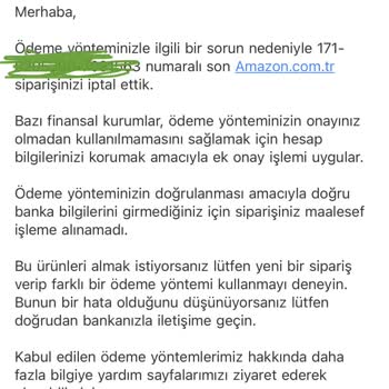 Amazon TR Sipariş İptali