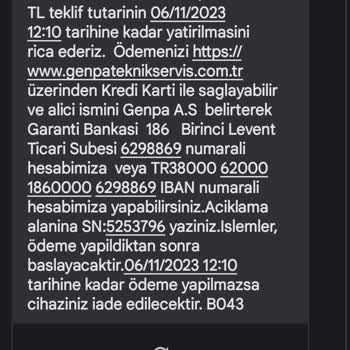 Genpa Xiaomi Teknik Servis Hatalı Kayıt