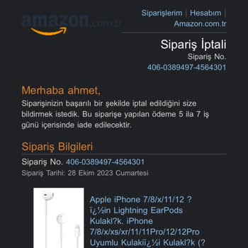 Amazon Param Hâlâ İade Edilme