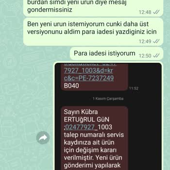 Karaca Züccaciye Tamir Edilemeyen Ürün İçin Para İadesi Denilip Yeni Ürün Gönderilmesi