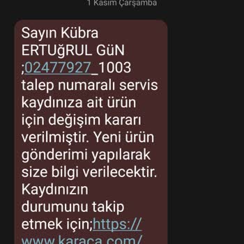 Karaca Züccaciye Tamir Edilemeyen Ürün İçin Para İadesi Denilip Yeni Ürün Gönderilmesi
