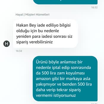 Amazon Sebepsiz Ürün İptali