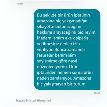 Amazon Sebepsiz Ürün İptali