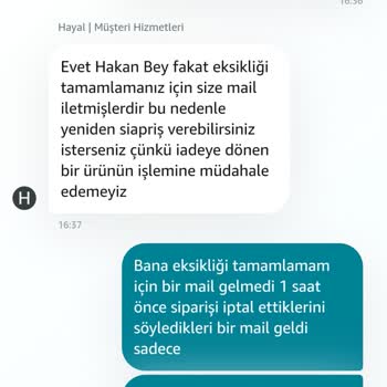 Amazon Sebepsiz Ürün İptali