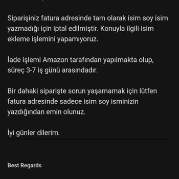 Amazon Sebepsiz Ürün İptali