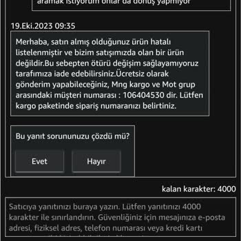 Amazon Yanlış Ürün Gönderdi