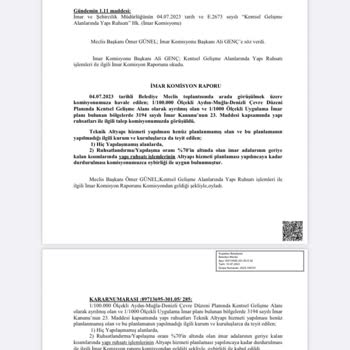 Kuşadası Belediyesi Yapı Ruhsatı Sorunsalı ( Meclis Kararı) 04,07,2023