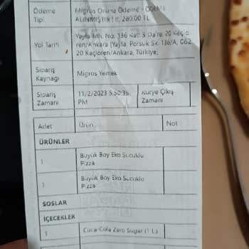 Migros Yemek Geç Teslimat Ve Buz Gibi Pizza