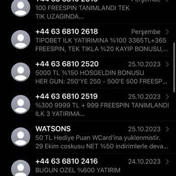 Vodafone Yabancı Numaralardan Bahis Mesajları Gelmesi