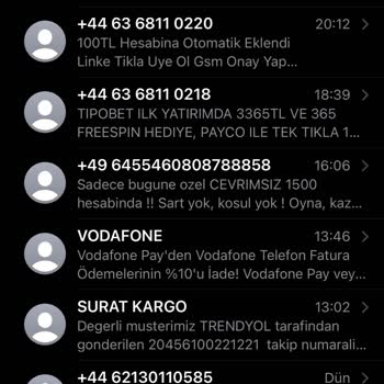 Vodafone Yabancı Numaralardan Bahis Mesajları Gelmesi